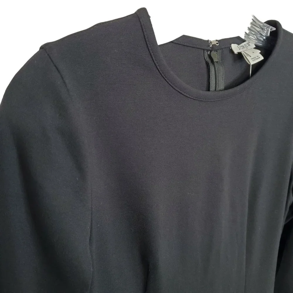 J Crew NWT Size 4 Dress Ponte Knit Shaped Fit Long Sleeve Round Neck Black - Picture 9 of 10